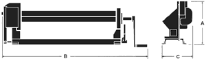 Roper Whitney Pexto Sheet metal Slip Roll Dimensions